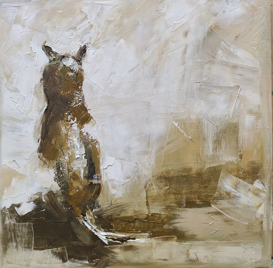 Cat. Oil painting on canvas. Original art. Gift idea