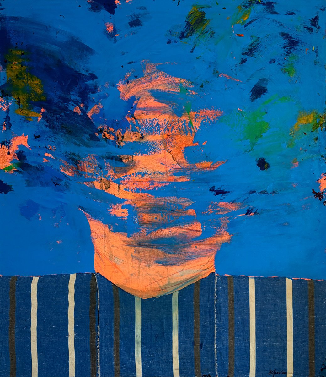 Abstract Portrait In Blue By Gela Mikava, 44 X 51, Artwork For Sale On Artfinder