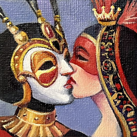 Kiss. ​​Venetian couple.