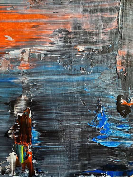 "Tower Of Ghosts" - FREE USA SHIPPING - Original PMS Abstract Acrylic Painting On Reclaimed, Upcycled Wood - 20" x 48"