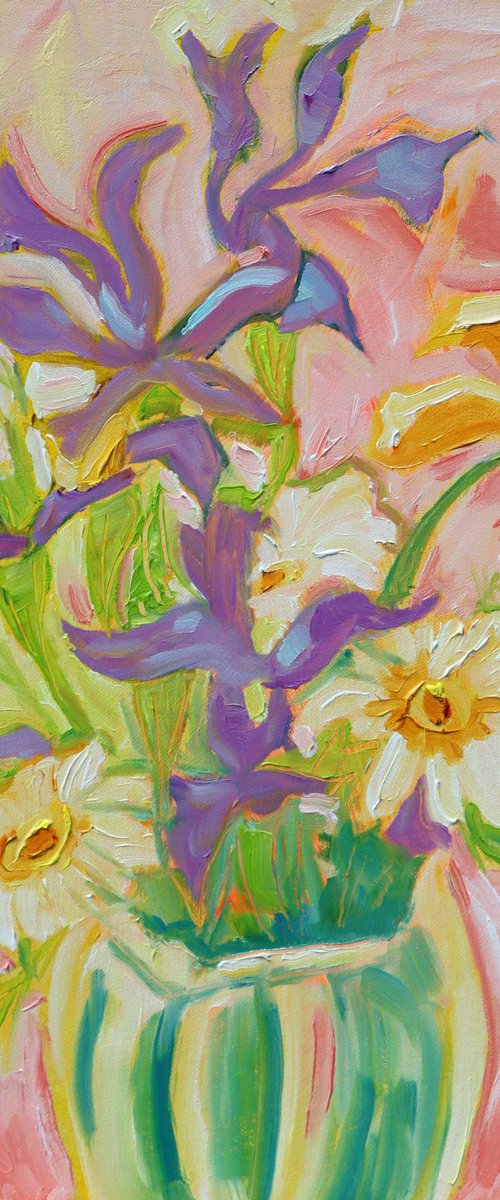 Spring Garden Flowers #2 - In a Green Vase by Mary Kemp