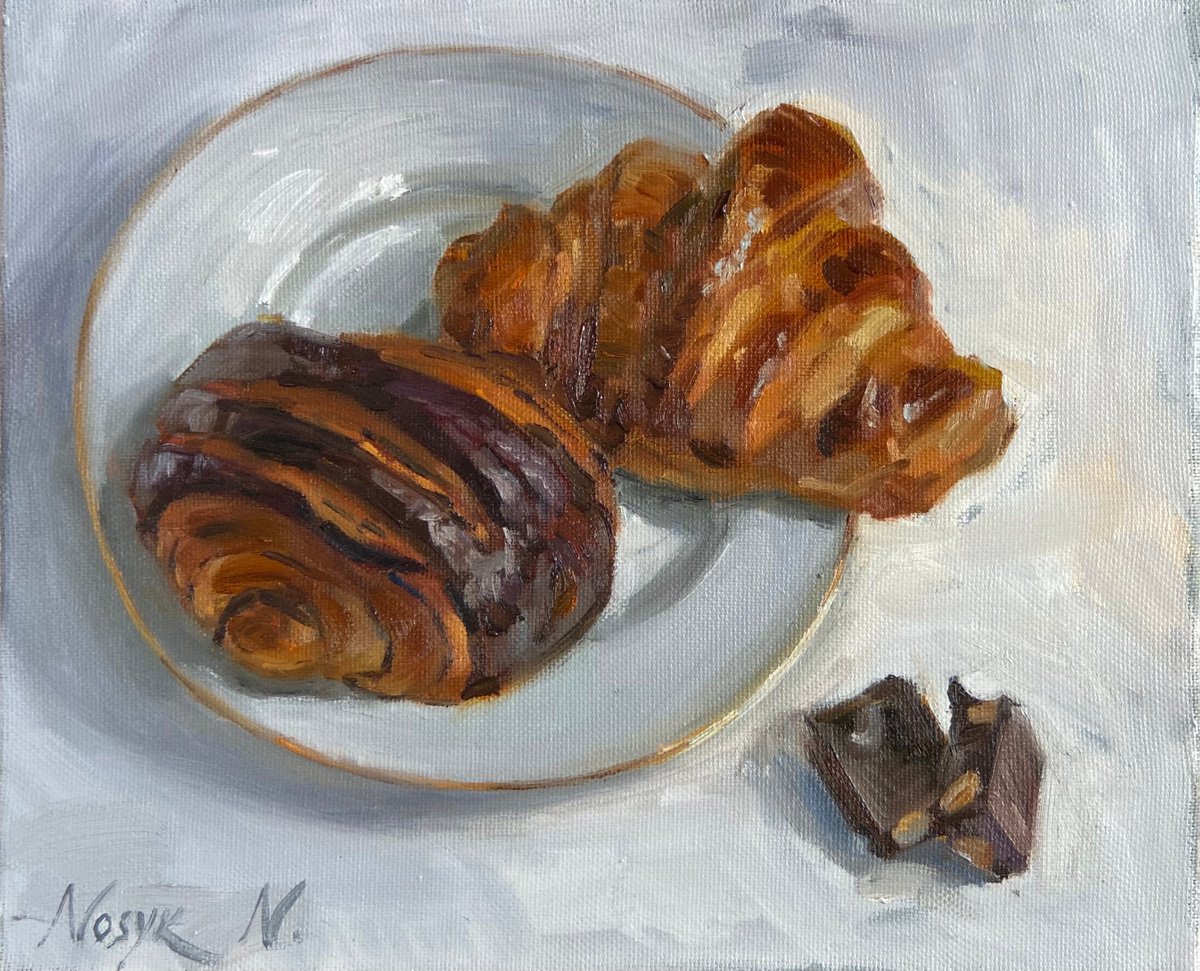 Croissants | original oil artwork by Nataliia Nosyk