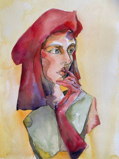 Girl with Red Beret by Paola Minekov