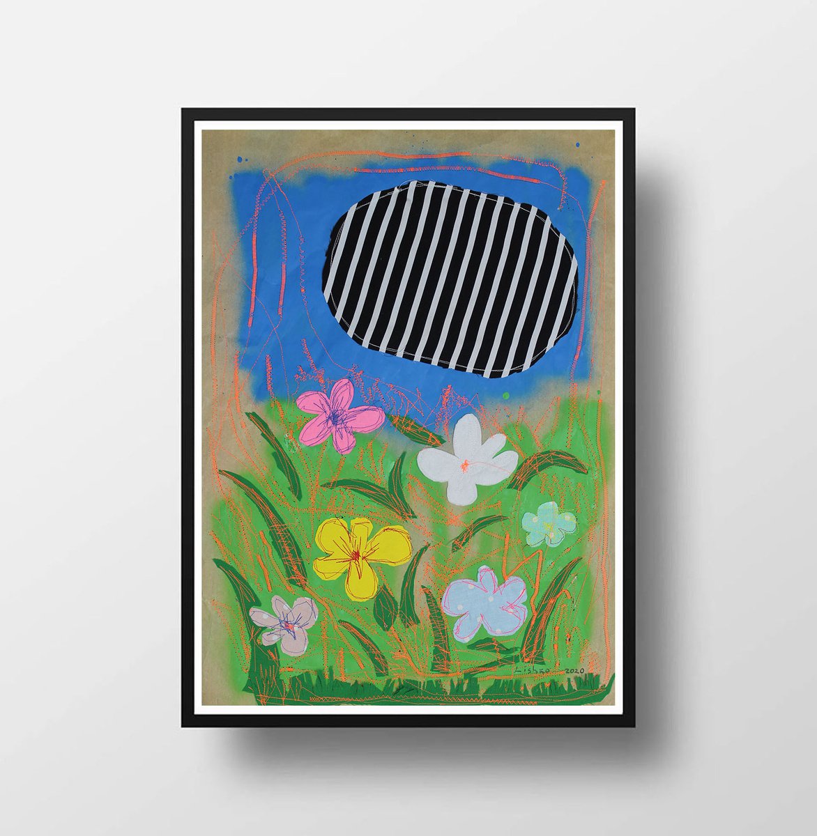 Expressive Landscape Collage By V. Lishko, 20 X 28", Landscape, Original Artwork