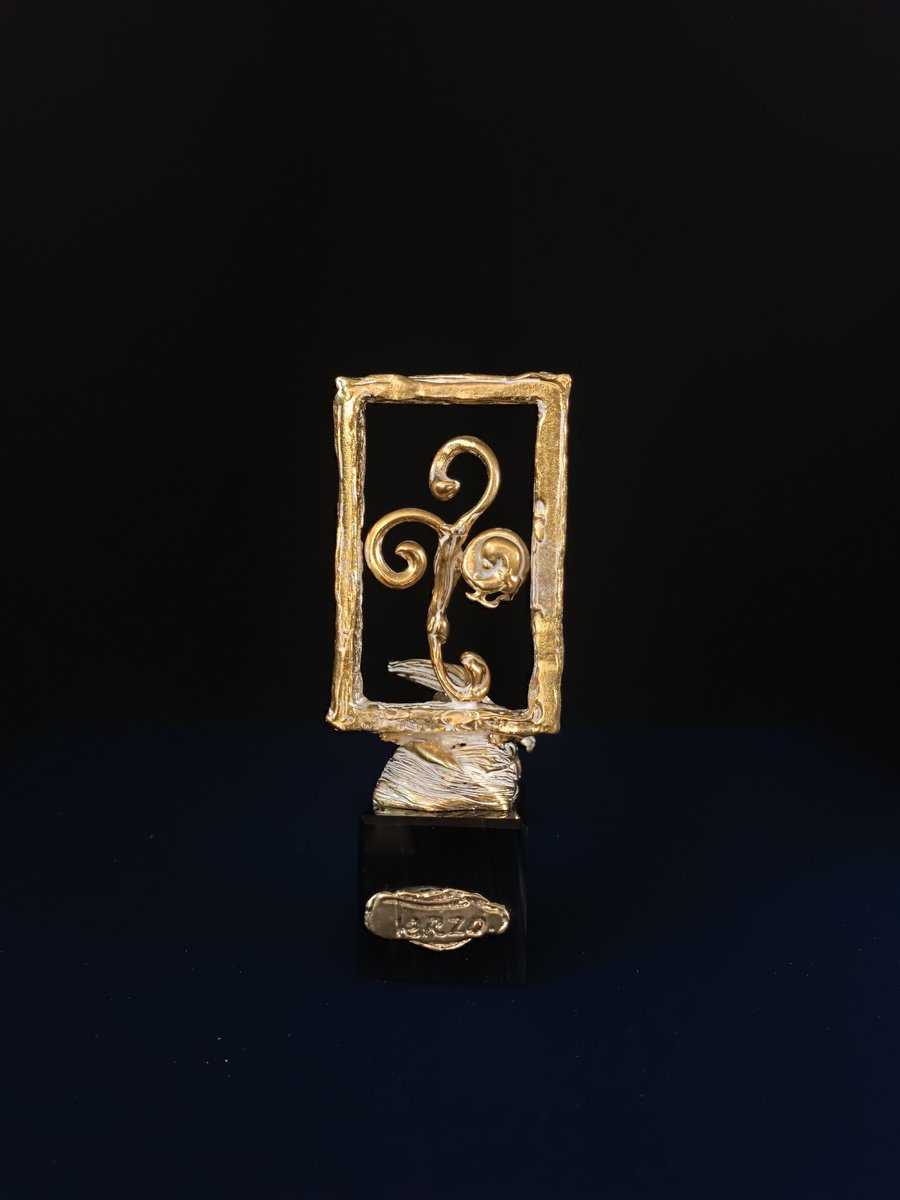 Surrealistic Portrait Bronze Sculpture By Karen Terzyan, 3 X 8", The Contemporary, Original Artwork