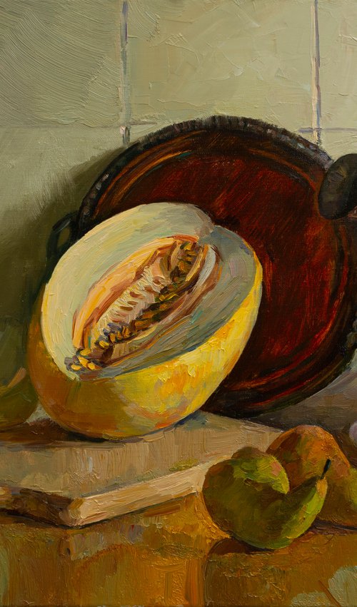 Still life with melon by Ihar Sviancicki