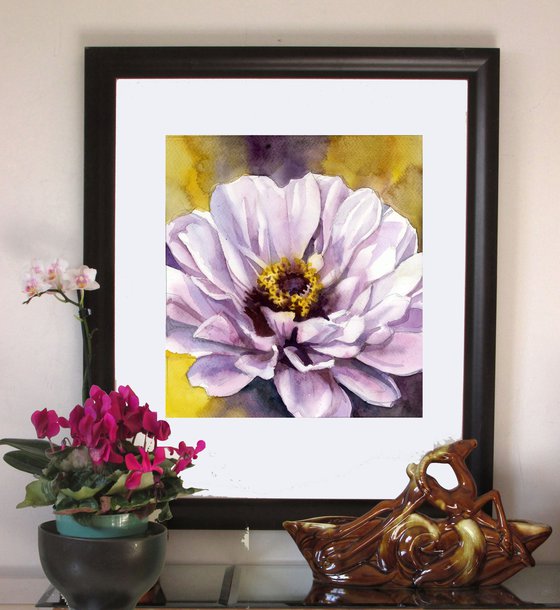 pink zinnia watercolor floral