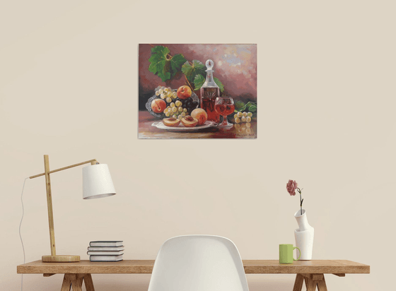 Still life - fruits (40x50cm, oil painting, ready to hang)