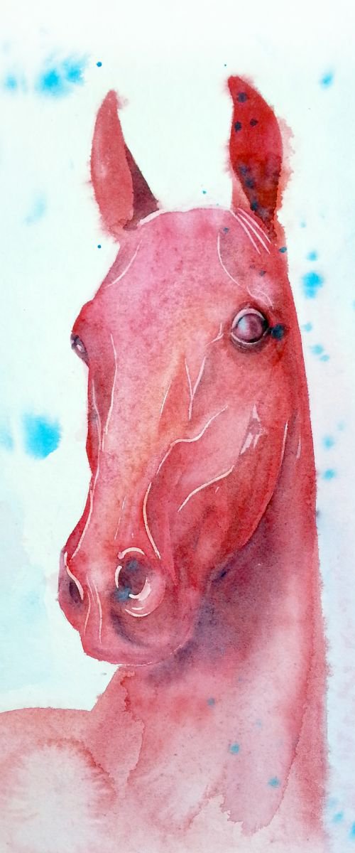 Red Horse by Olga Beliaeva Watercolour