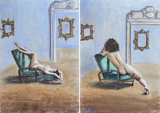 Cutie Naked Woman Soft Pastel