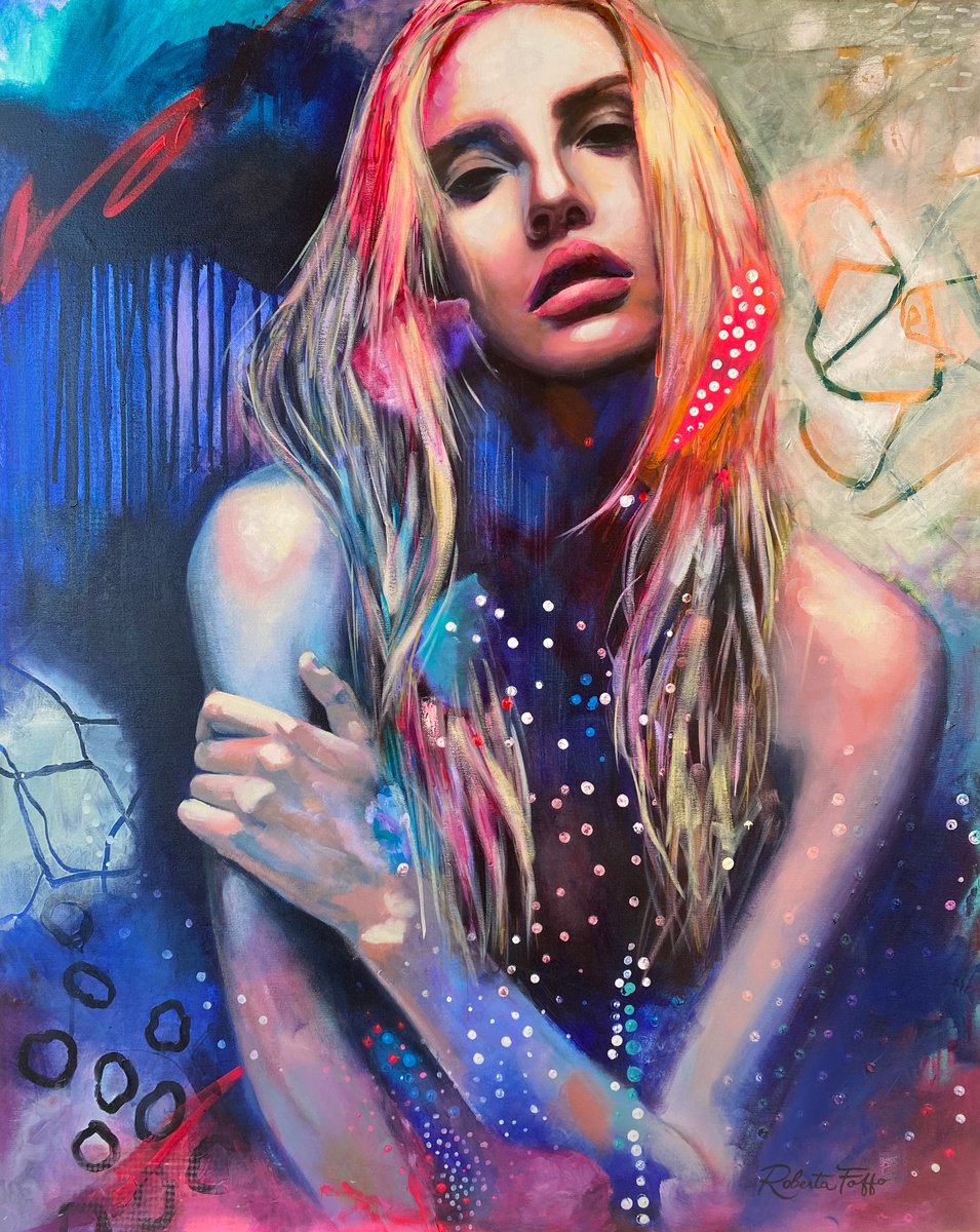 Expressive Portrait Oil Painting By Bold Ro, 31 X 39, Orphic, Original Artwork