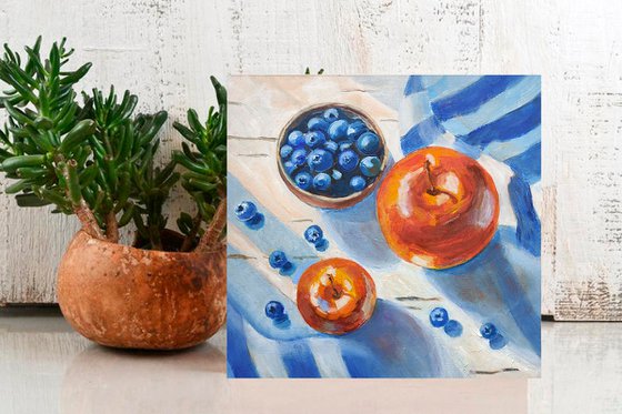 Apples and blueberries
