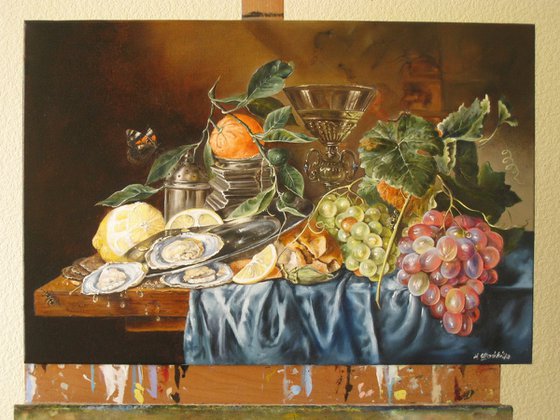 Still Life with Mandarin and Oysters