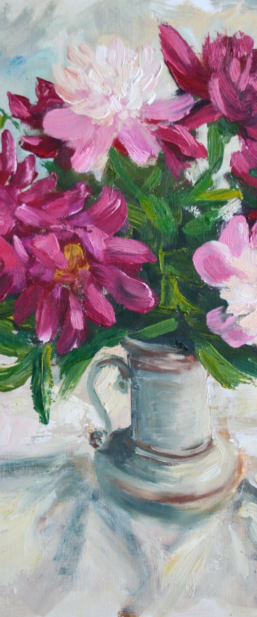 Peonies in Vase I /  ORIGINAL PAINTING by Salana Art