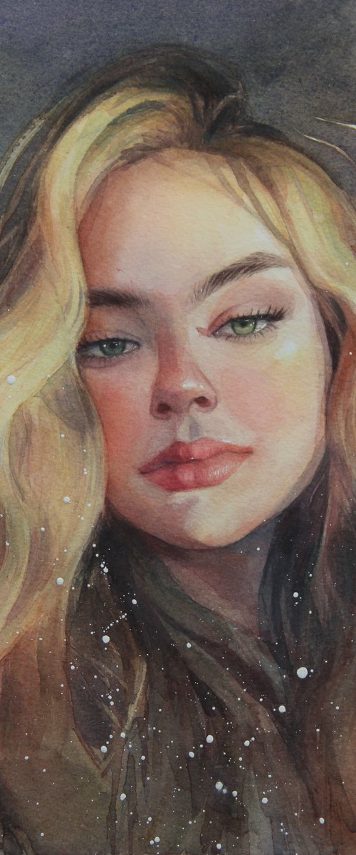 " The girl " - watercolor painting realism, original gift, erotic girl, office decor, purple, home interior, wall art (2020) by Alina Shangina ❤️