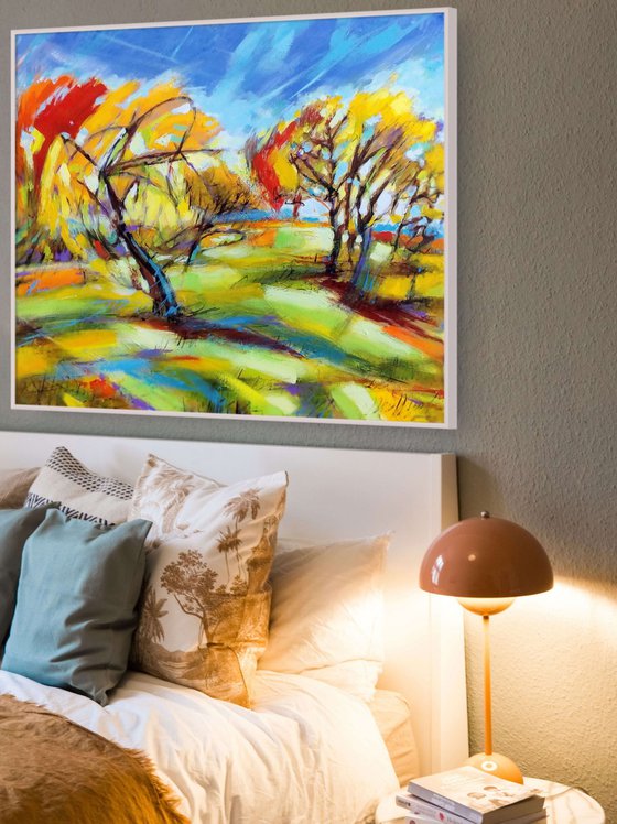 Abstract apple trees on a bright