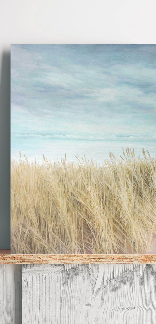 "Spikelets" Field landscape oil art by Mary Amur