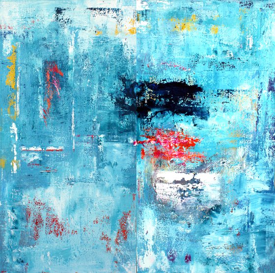 Extra large abstract diptych 200x200 My new day