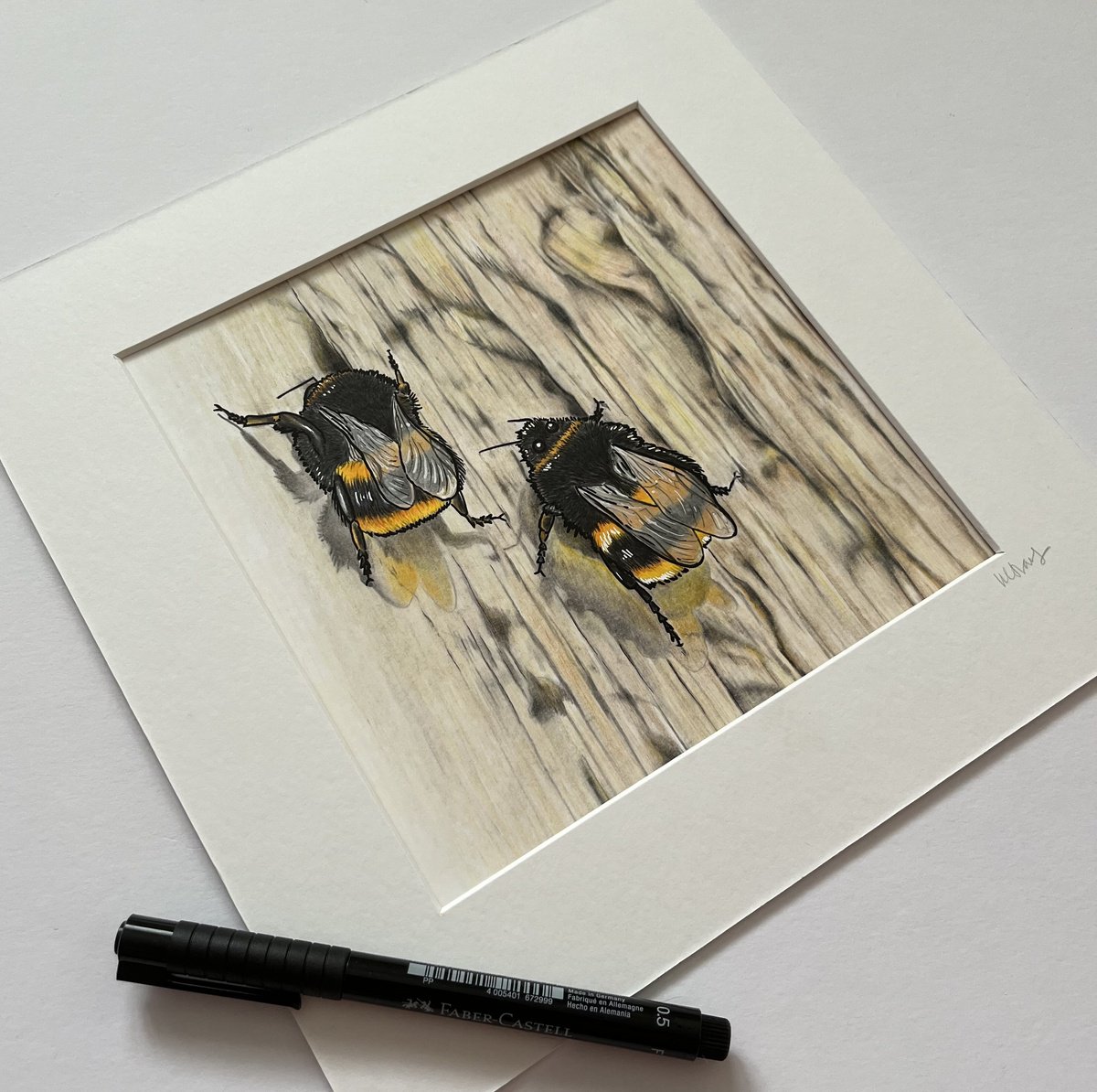Two fluffy bumbles by Karen Elaine  Evans