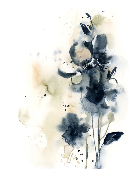 Abstract Florals Watercolor Painting 2 set