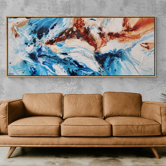 Rock and Ice 200cm x 80cm Textured Abstract Art