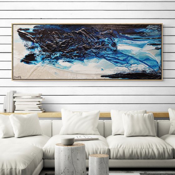 Midnight Malt 160cm x 60cm Textured Abstract Art