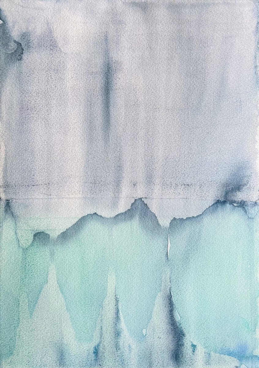 Floating Ice Mountains - original abstract watercolor by Alona Hryn