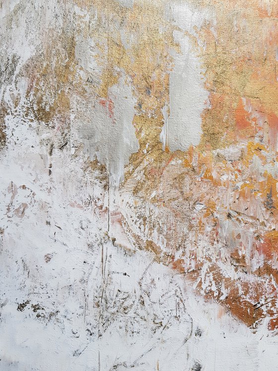 Trought the frozen window  - silver, golden, copper abstract