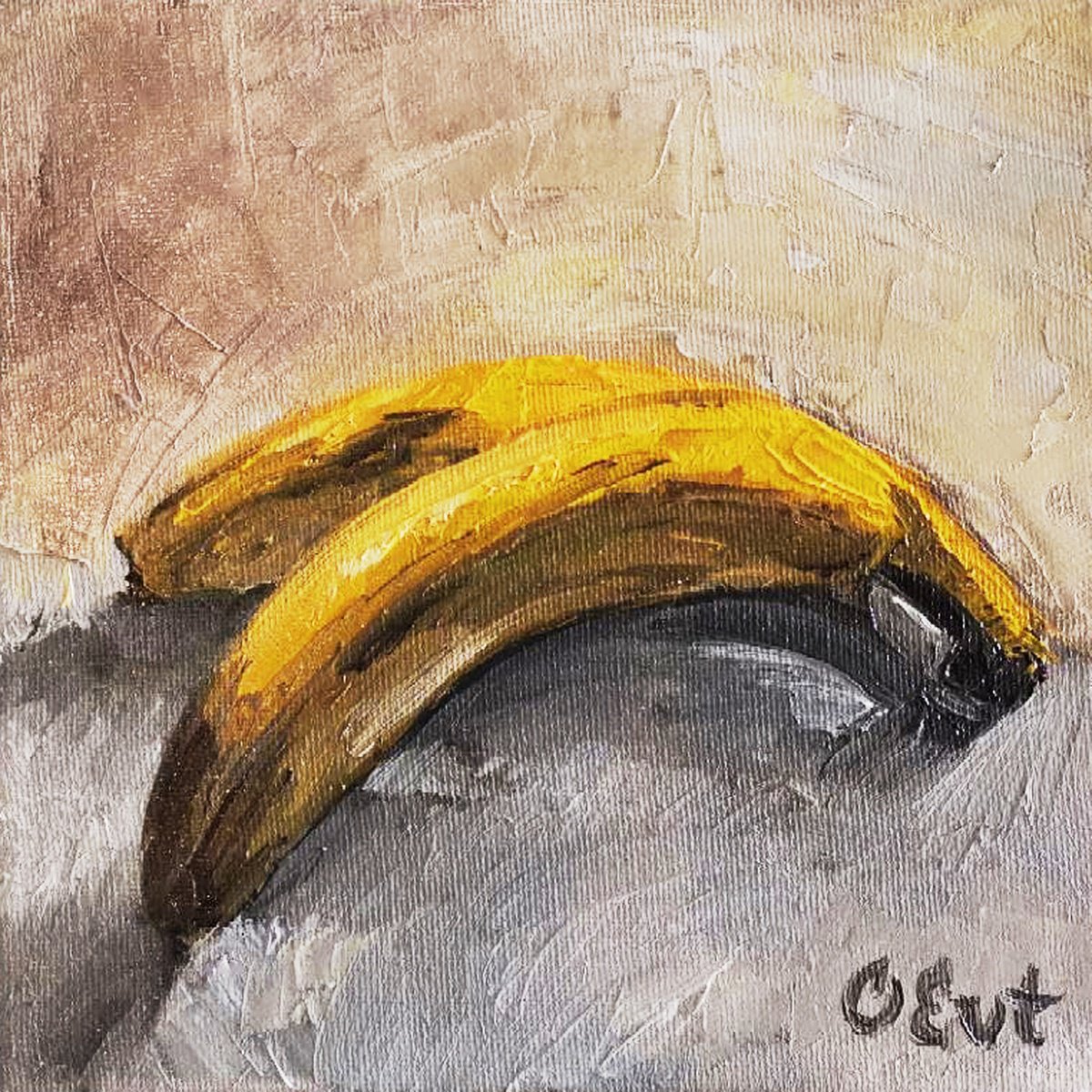 Still life with bananas. 20x20 cm. Natura morta con banane. by Oksana Siciliana