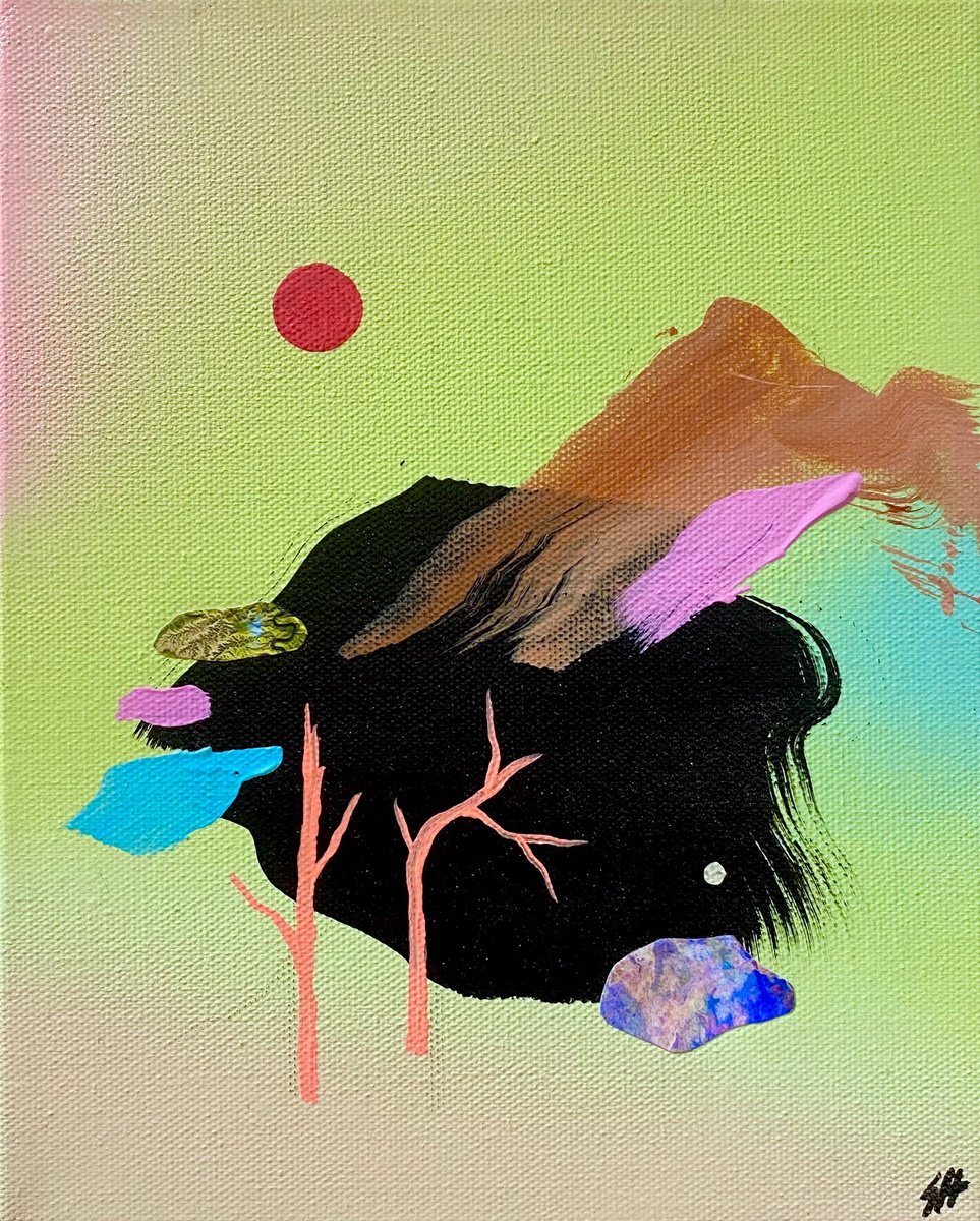 Abstract Landscape Painting By Sara Hoque, 9 X 11", Balance, Original Artwork