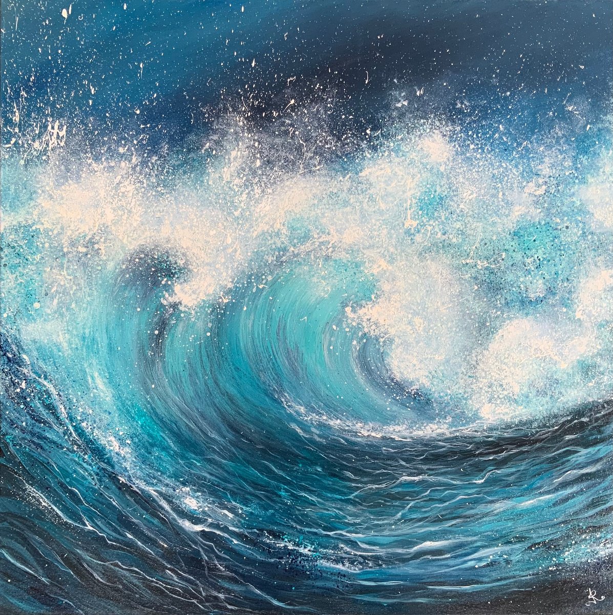 Expressive Landscape Acrylic Painting By Jan Rogers, 30 X 30, Rolling In, Original Artwork