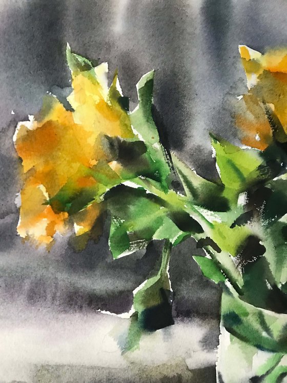 Yellow roses 2.  one of a kind, original watercolor