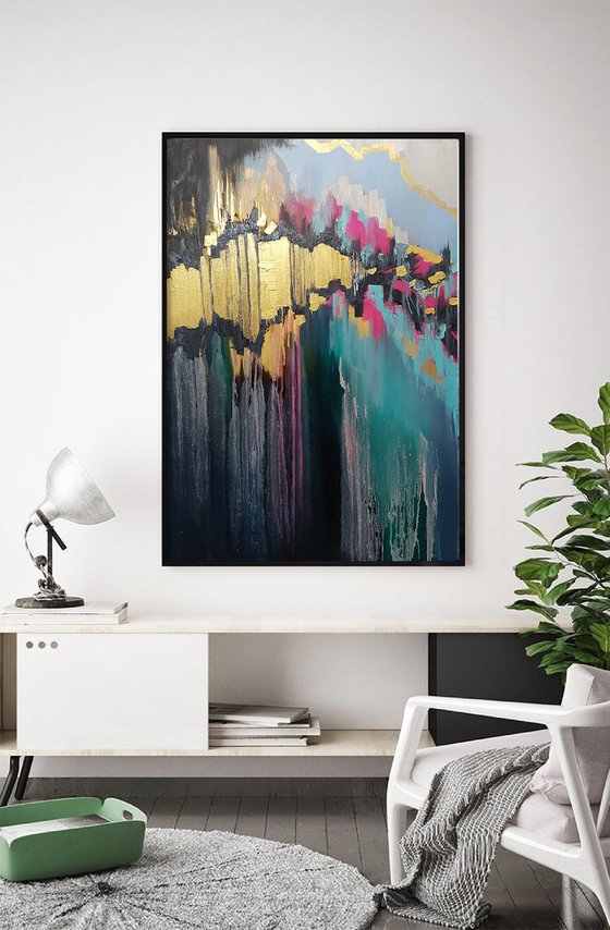 Abstraction Love: MAX point, original painting, 70×100 cm, Free shipping