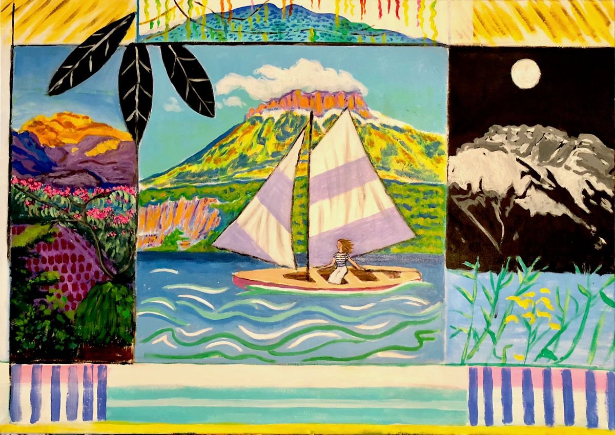 Expressive Landscape Acrylic Painting By Susan Stewart, 36 X 26", "Sentries", Original Artwork