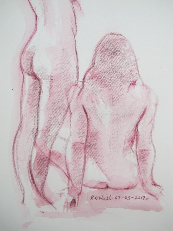 Seated/Standing female nude