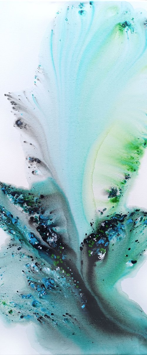 Nature 566 — Abstract Teal Surge by Muriel Napoli