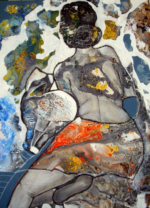 Femme et chat.Contemplation by Sylvie Oliveri
