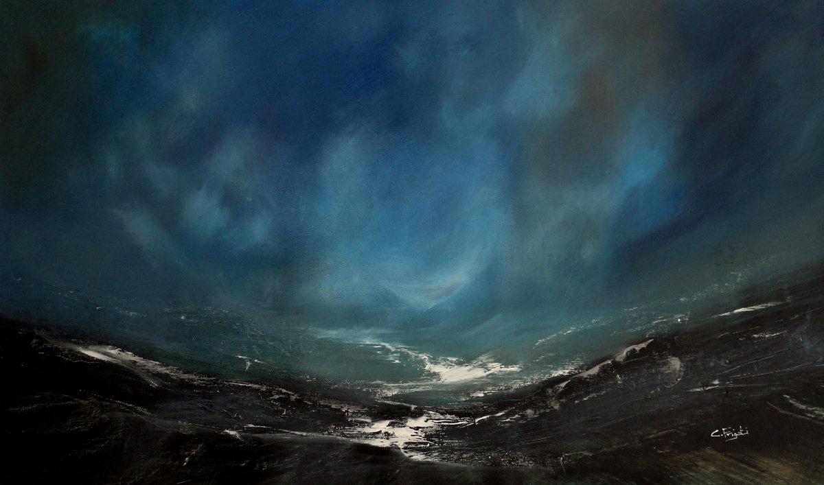 Lights In The Dark - Original abstract landscape by Cecilia Frigati