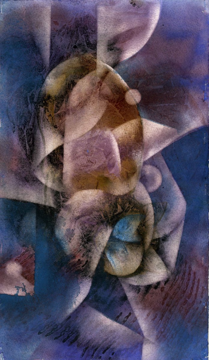 Geometric Abstract Watercolour By Alfred Ng, 10 X 17, Searching Abstract Watercolor, Original Artwork