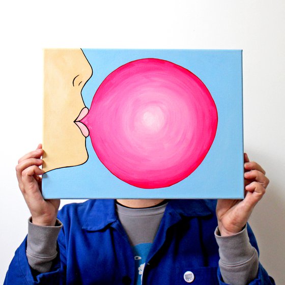 Pop! Bubble Gum Bubble Pop Art Painting On Canvas