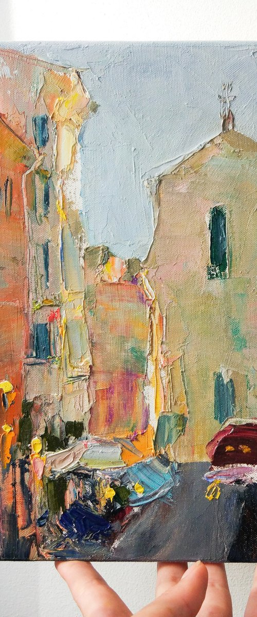 Streets of the Rome. Temple. Roman Holiday series. Original plein air oil painting . by Helen Shukina