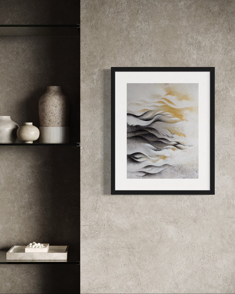 Organic Abstract Acrylic Painting By Francesca Borgo, 17 X 20, A Day Of Calm, Original Artwork