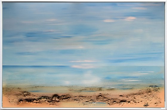 Peaceful Sea  - Abstract Art - Acrylic Painting - Canvas Art - Framed Painting - Abstract Sea Painting - Ready to Hang