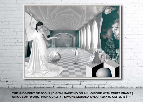 THE JUDGMENT OF FOOLS | Digital Painting printed on Alu-Dibond with White wood frame | Unique Artwork | 2016 | Simone Morana Cyla | 120 x 90 cm | Art Gallery Quality