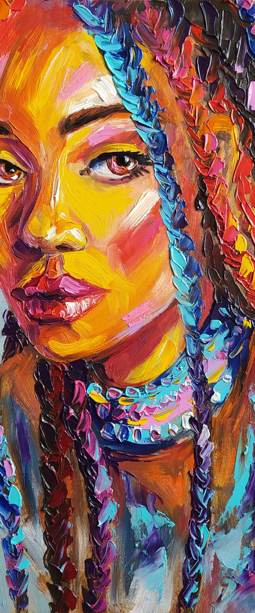 Piercing gaze - portrait, oil painting, woman portrait, woman, woman face, face oil painting by Anastasia Kozorez