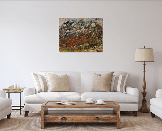 MYSTERIOUS ROHTANG - Tibet Himalayas landscape, mountainscape, plein air - Original painting, oil on canvas, Christmas gift 70x90