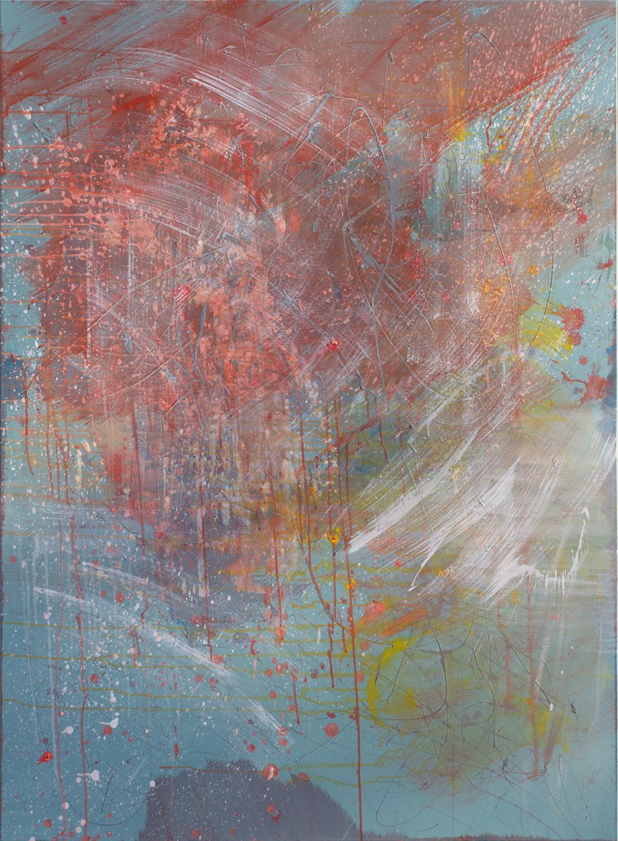 Abstract Oil Painting By Anatoliy Menkiv, 49 X 67, Evolutionary Episode, Original Artwork