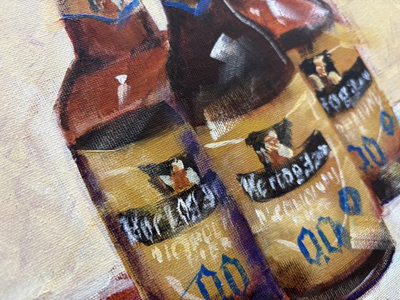 Three Brown Bottles