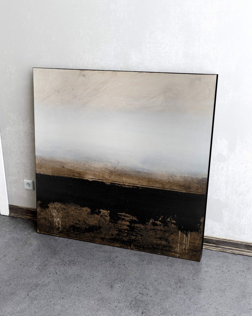 Organic Abstract Acrylic Painting By Nemanja Nikolic, 36 X 36", Dark Silhouette, Original Artwork