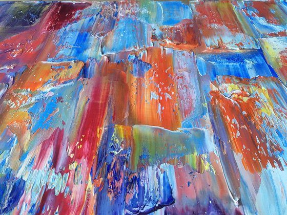 "Fire And Ice" - Save As Series - Original Extra Large PMS Abstract Diptych Oil Paintings On Canvas - 48" x 48"